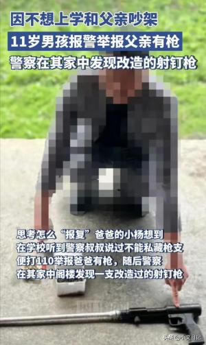 11岁男孩厌学遭训斥后举报父亲私藏枪支 其父被采取刑事强制措施-图1