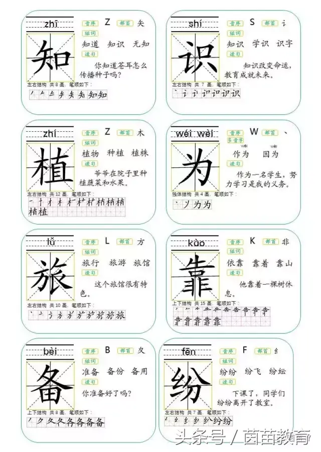 生字卡片：新版二年级上册植物妈妈有办法  第2张