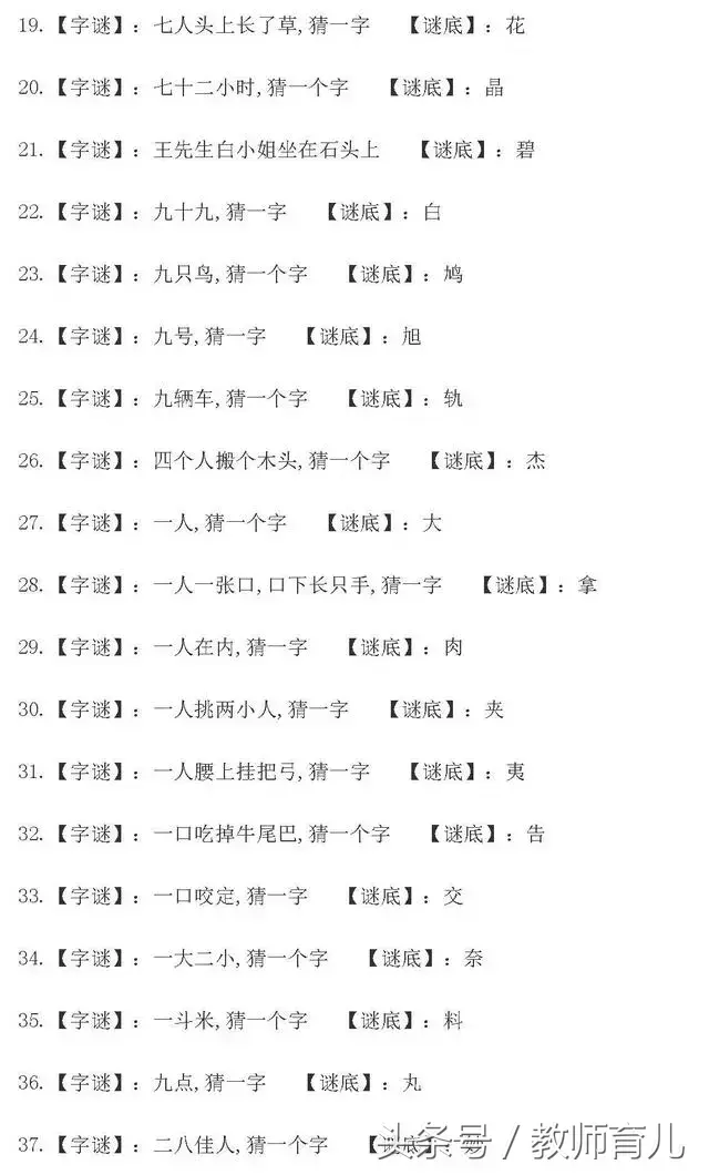 小学语文90个猜字谜语，全家齐动员，一起猜猜看，有趣亲子涨知识