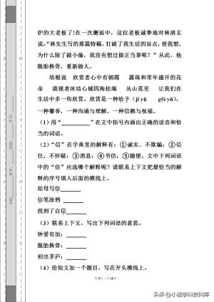 2023年小升初入学（开学考试）测试语文模拟试卷（一）-图6