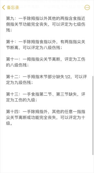 手指工伤级别一览表  第3张