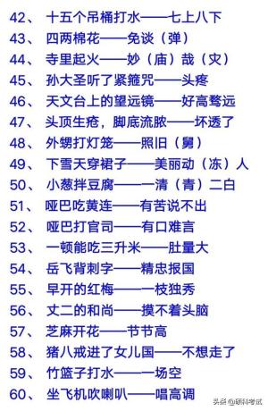 小学生常用60则歇后语，很实用，家长朋友为孩子收藏好！